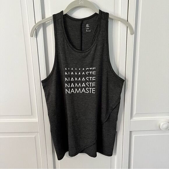 GAP GapFIt Dry Tulip Hem " NAMASTE " Saying Grey Yoga Tank Women's Size Small - Picture 1 of 11